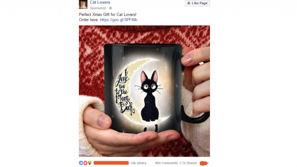 Mug "Love you to the moon and back" with black cat Jiji, Facebook ad